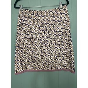 Boden Purple Floral A-Line Skirt‎ 100% Cotton Size 8